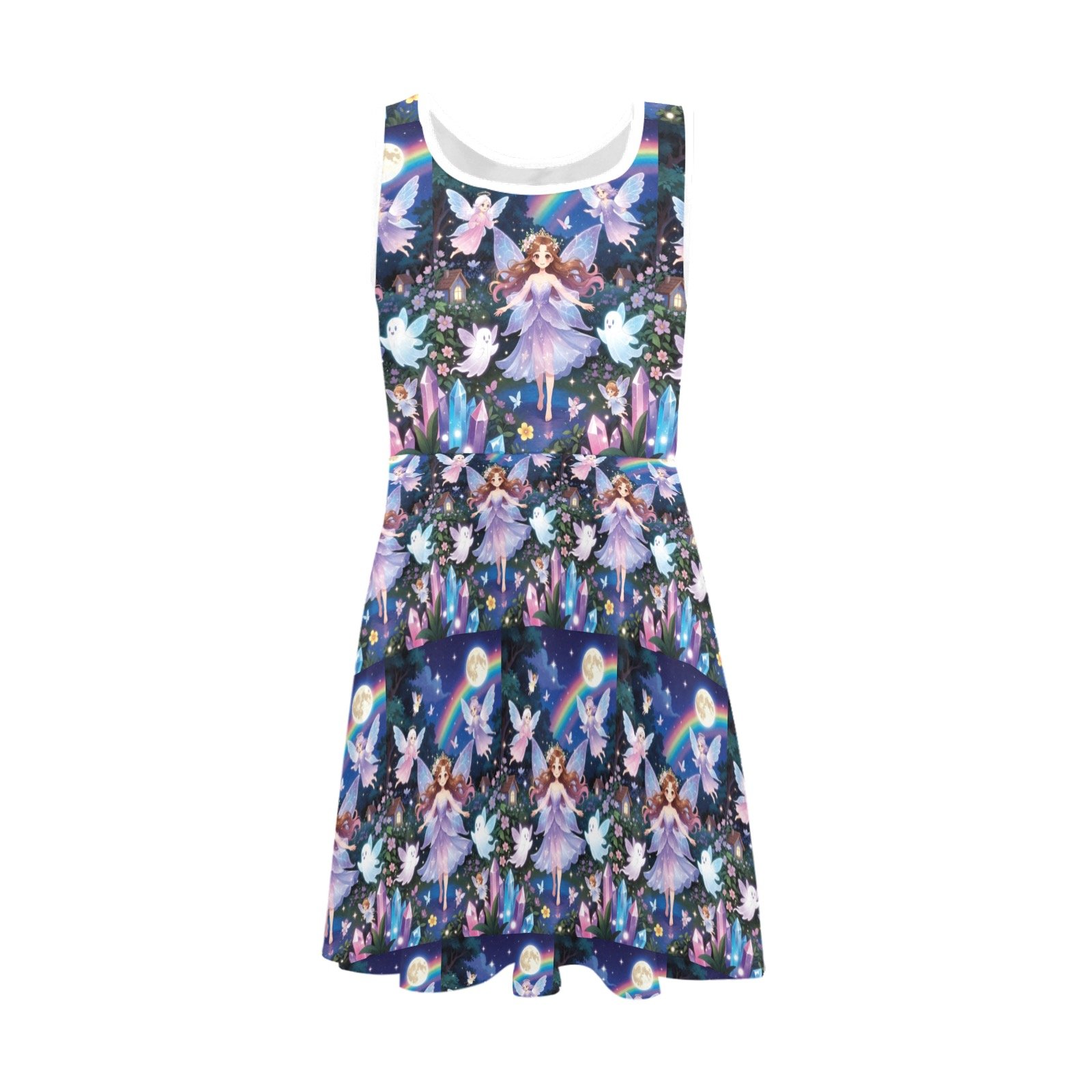 Girl's Angel, Fairy, Crystals Magical print Sundress Girls; Sleeveless Sundress - Image 3