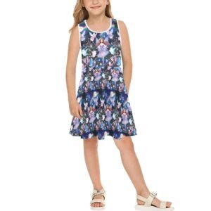 Girl's Angel, Fairy, Crystals Magical print Sundress Girls; Sleeveless Sundress