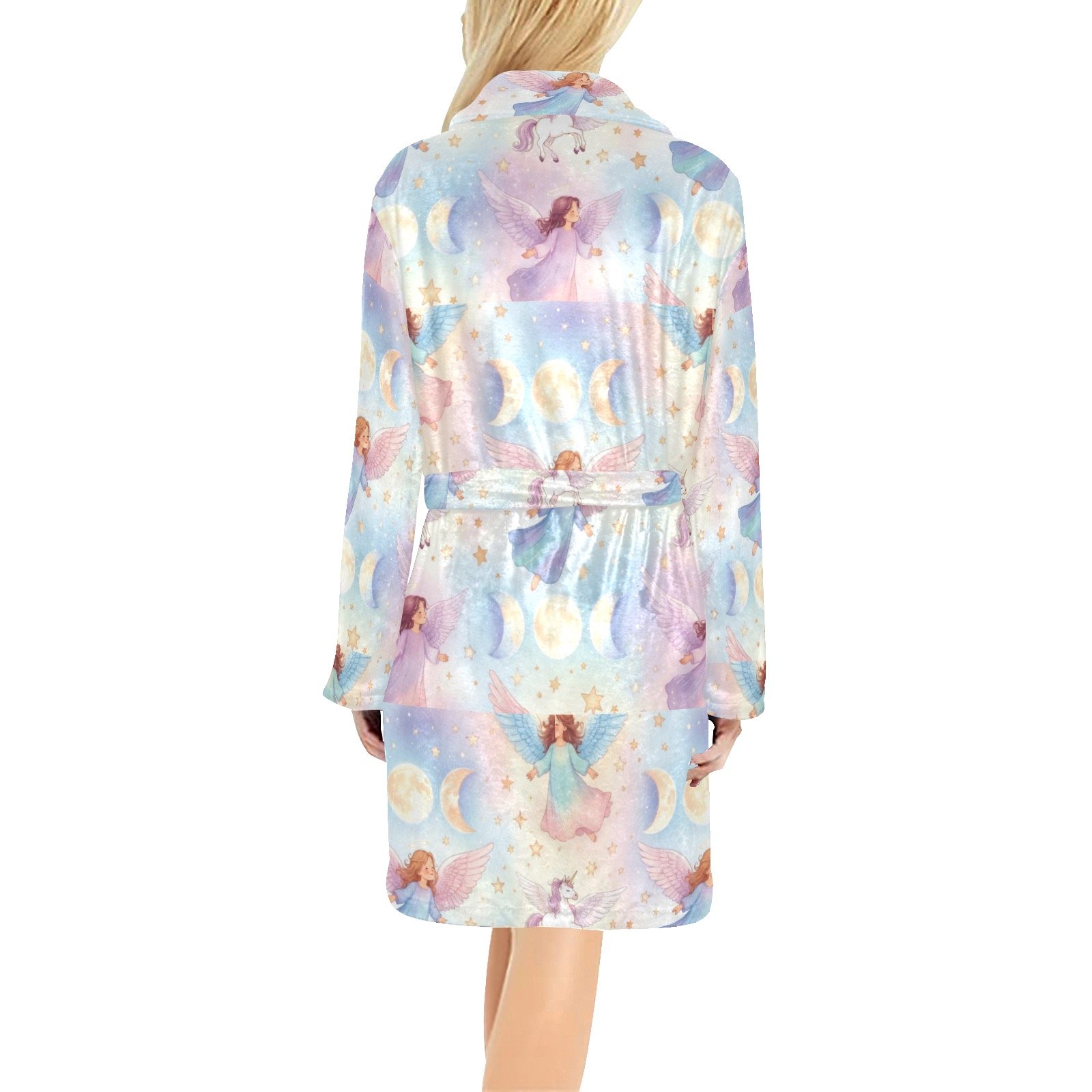 Women's Mystical Angels, Unicorns and Triple Moons Print Robe - Image 2