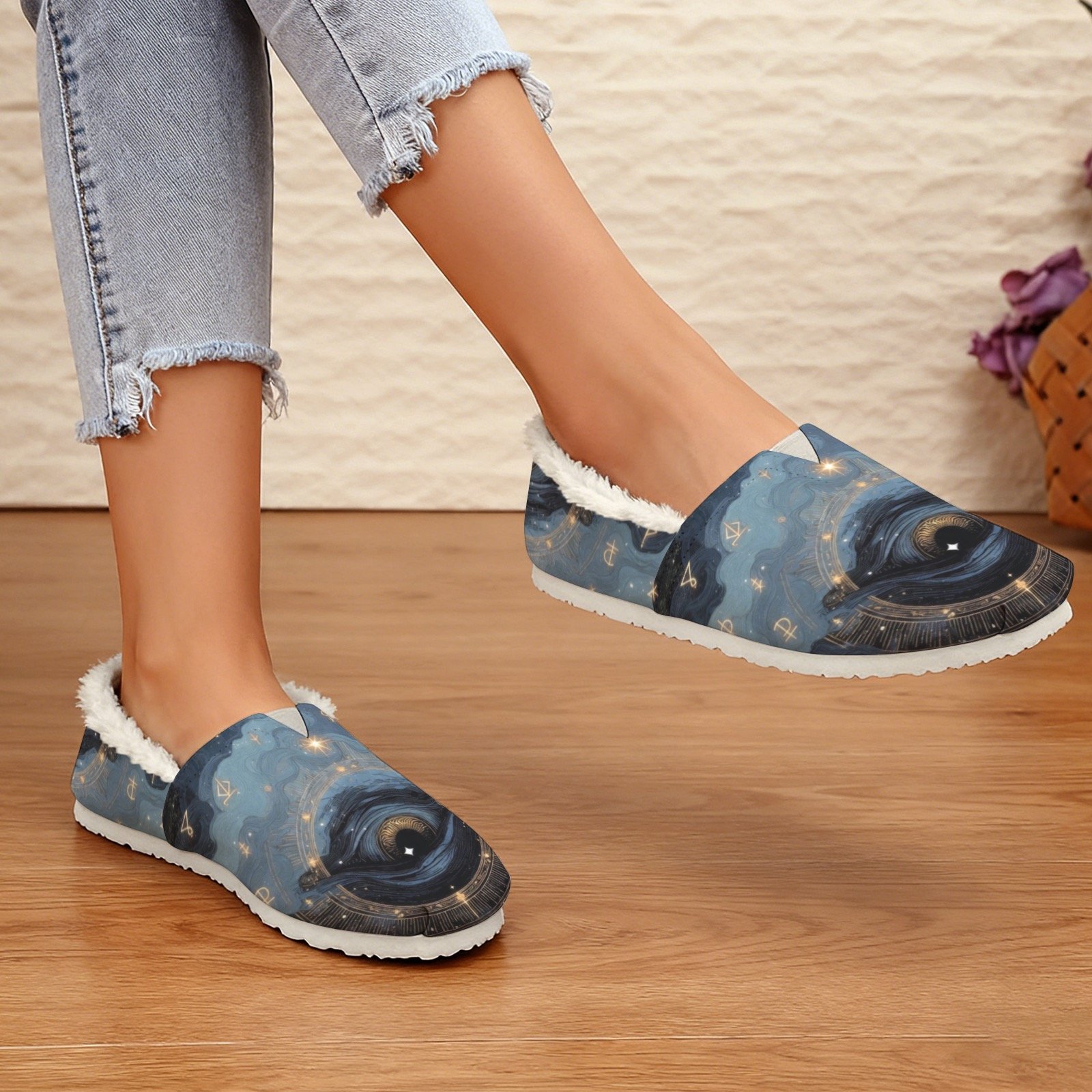 Starry Eyed Mystical Fleece-Lined Canvas Shoes for Women Slip-On - Image 5