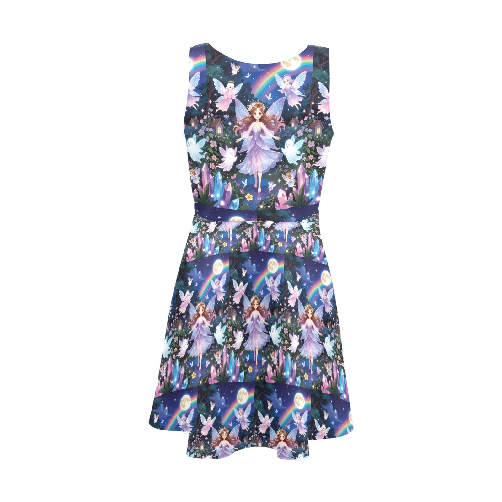 Girl's Angel, Fairy, Crystals Magical print Sundress Girls; Sleeveless Sundress - Image 4