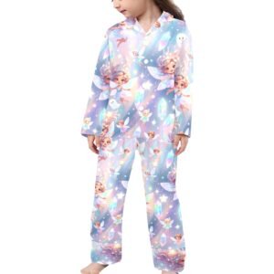 Magical Angel's, Fairies Crystals print Sleepwear Little Girl's; V-Neck Long Pajama Set