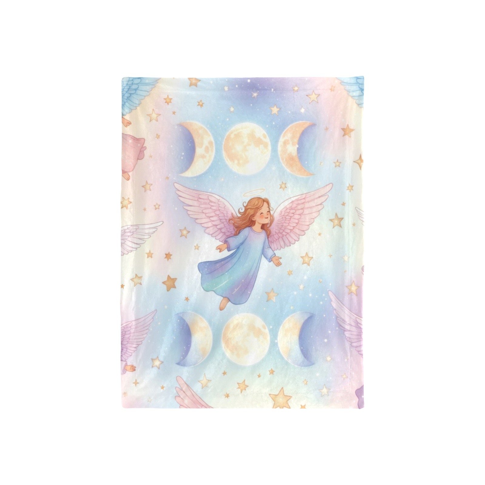 Mystical Angels, Unicorn and Triple Moons Baby Blanket