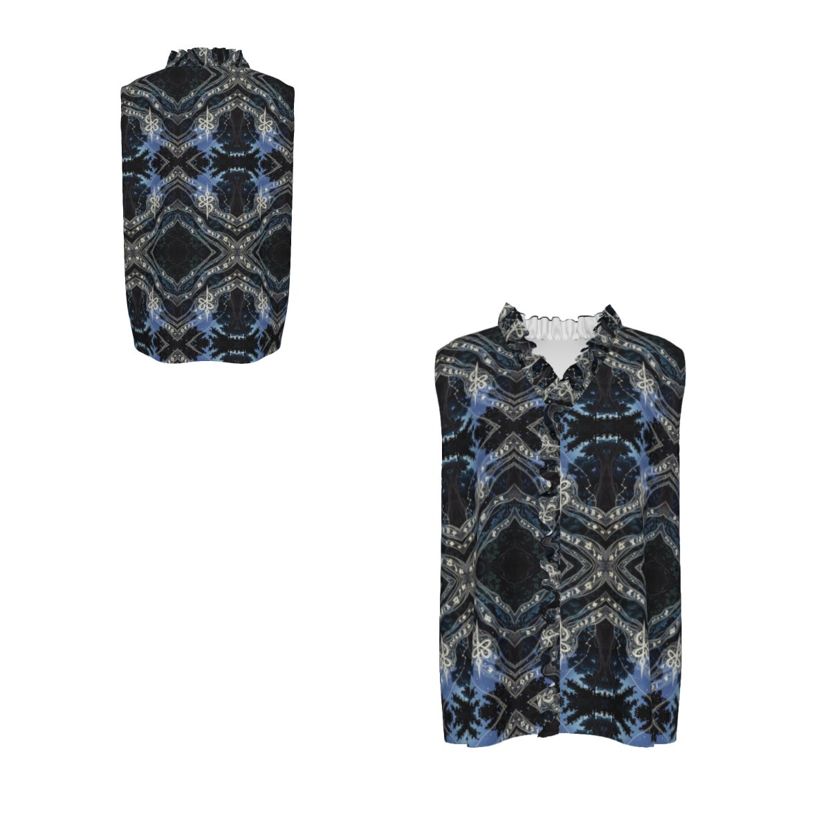 Mystical Design Women's Ruffle V-Neck Sleeveless Blouse - Image 3