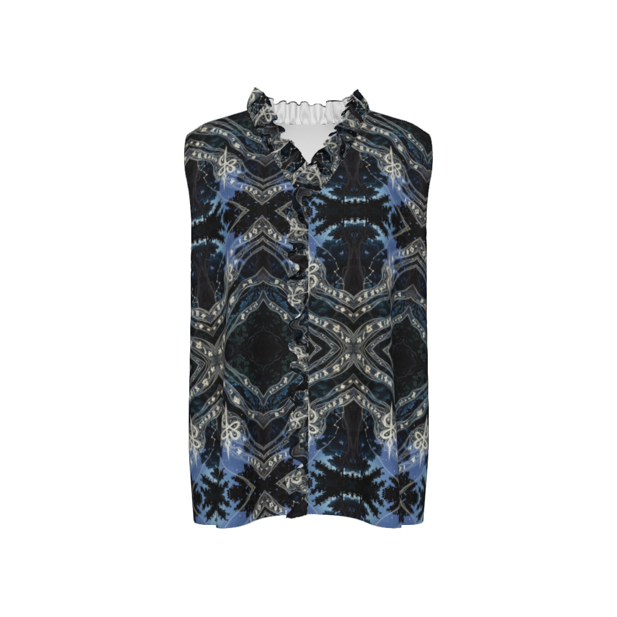 Mystical Design Women's Ruffle V-Neck Sleeveless Blouse
