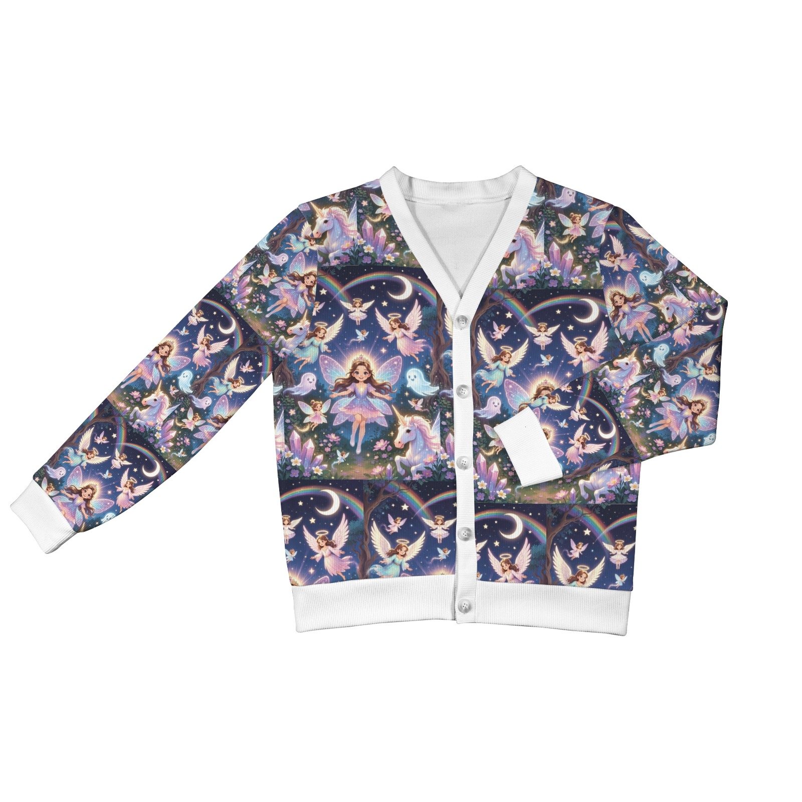 Women's Mystical Angel Unicorn print Women's Ribbed Cardigan - Image 4