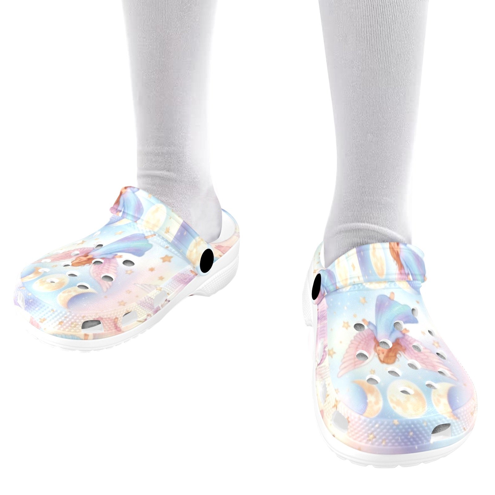 Kid's Mystical Angel's, Unicorn's and Triple Moons Print Foam Clogs for Kids - Image 4