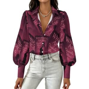 Dracula Follows Me Cover Art Blouse Womens Long Sleeve Lantern Sleeve Shirt