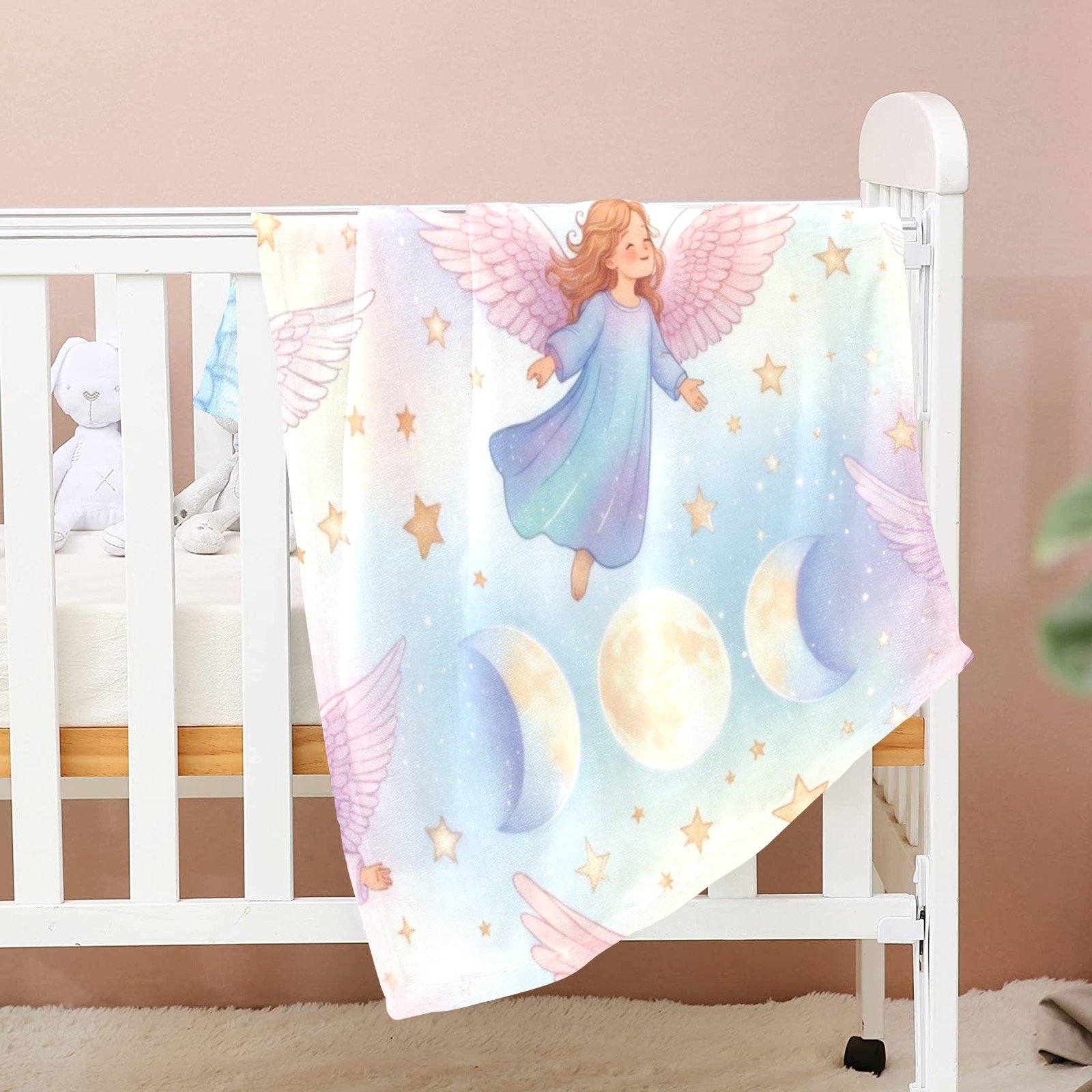 Mystical Angels, Unicorn and Triple Moons Baby Blanket - Image 2