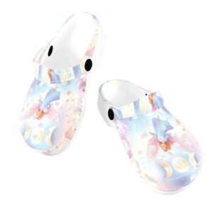 Kid's Mystical Angel's, Unicorn's and Triple Moons Print Foam Clogs for Kids