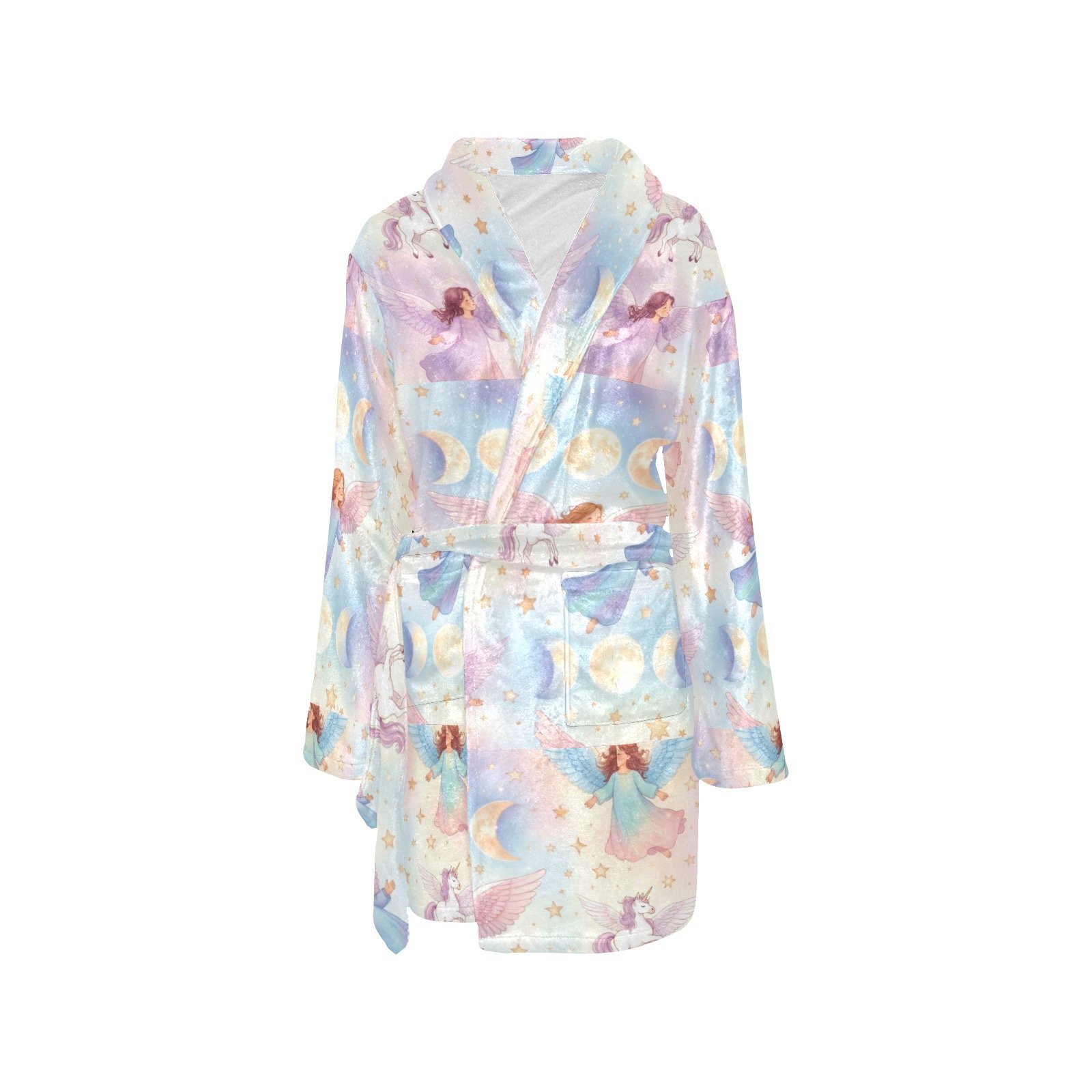 Women's Mystical Angels, Unicorns and Triple Moons Print Robe - Image 3