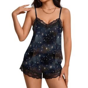 Starry Sky Womens Lace Pajama Set