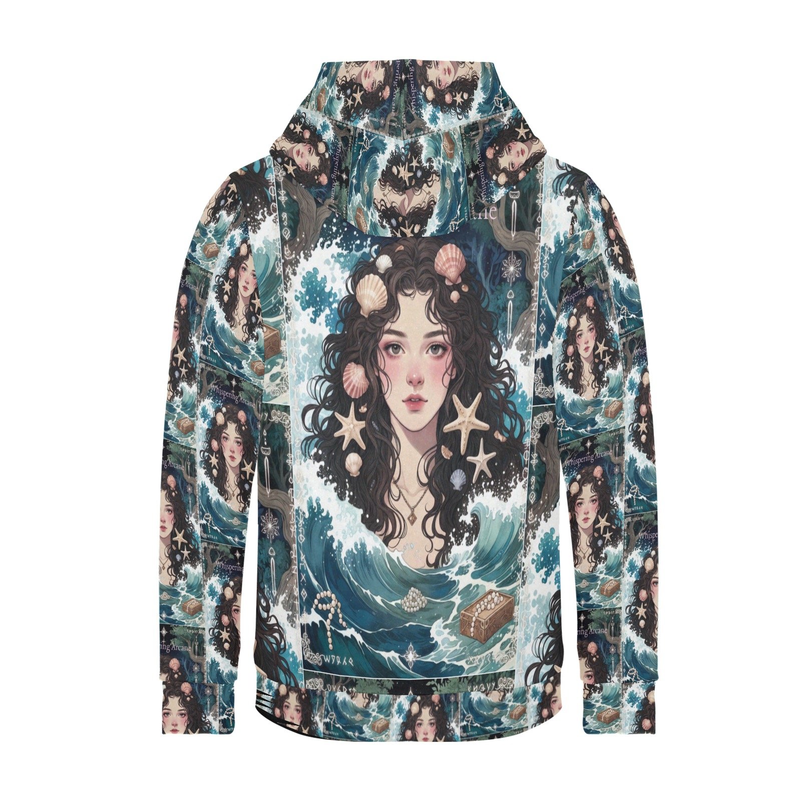 whispering arcane ocean goddess hoodie Women's Long Sleeve Fleece Hoodie - Image 2
