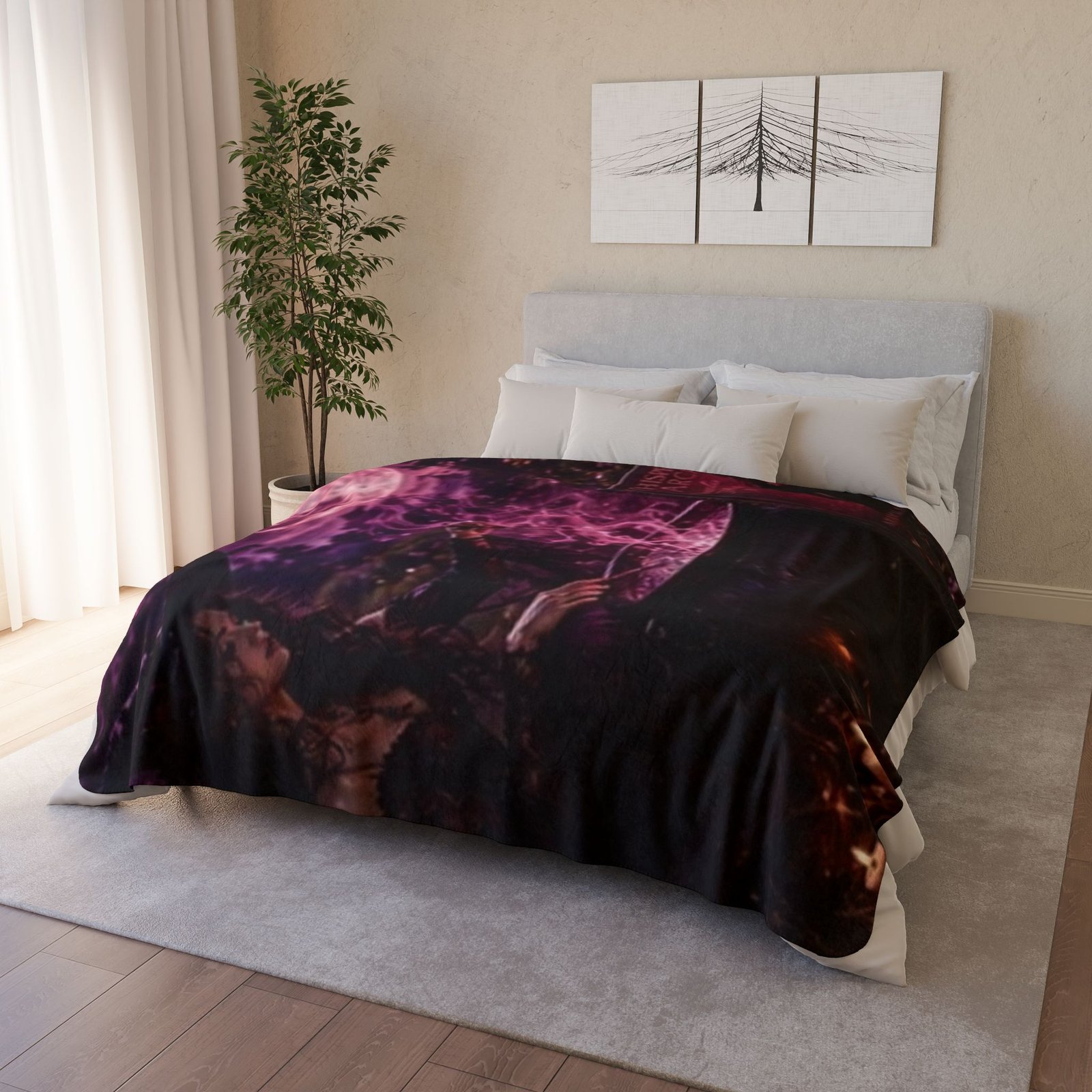 Dracula Follows Me - Witch Cauldron Moon Sherpa Blanket — Mystical Pink Magic Throw - Image 10