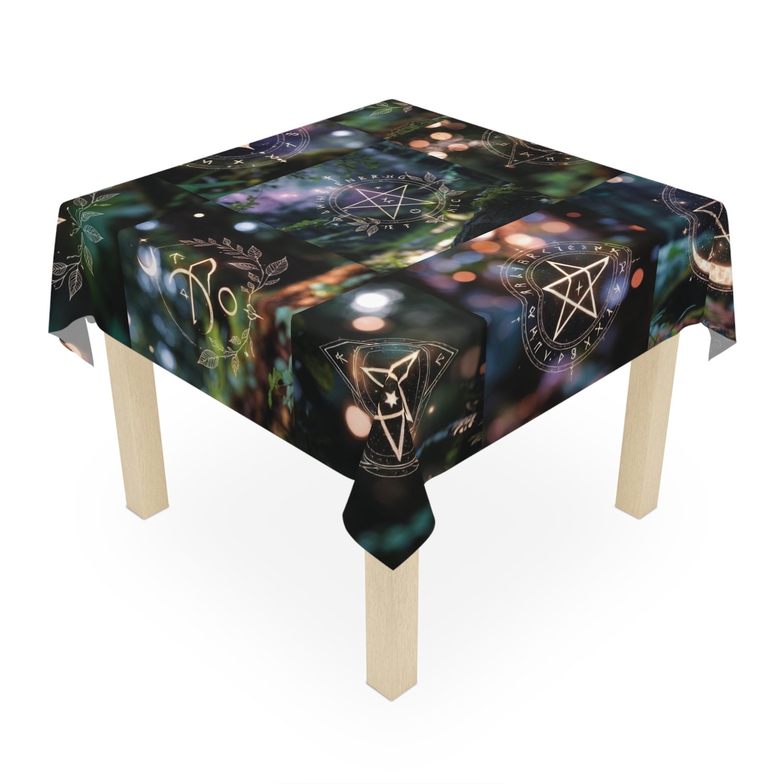 Mystic Sigils Tablecloth — Witchy Pentacle & Moon Altar Table Cover - Image 2