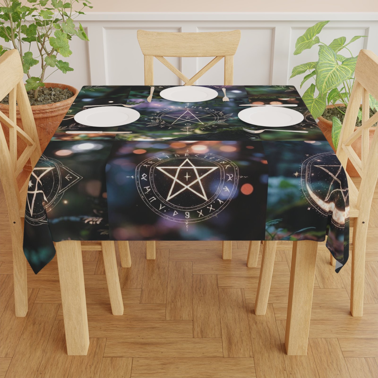 Mystic Sigils Tablecloth — Witchy Pentacle & Moon Altar Table Cover - Image 4