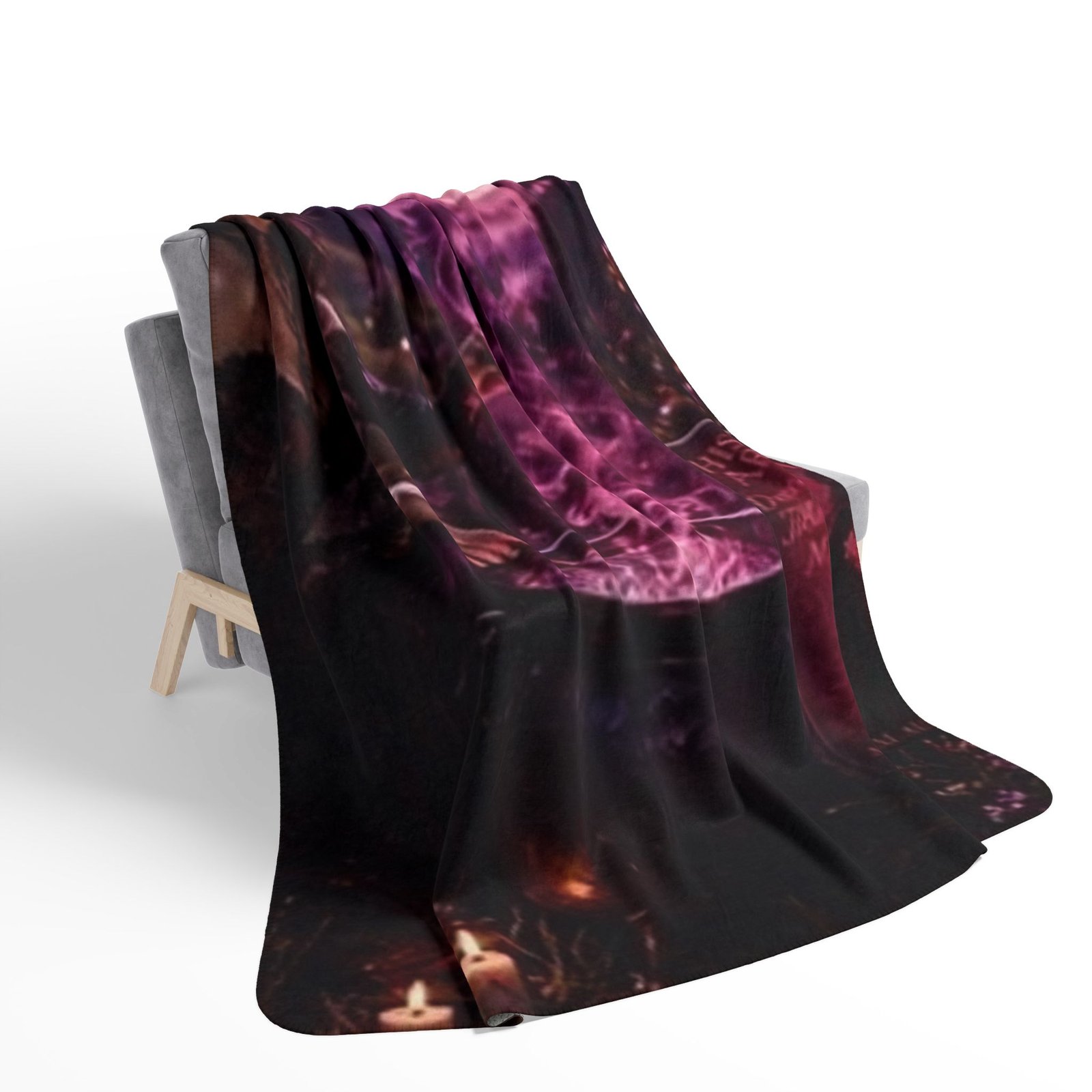 Dracula Follows Me - Witch Cauldron Moon Sherpa Blanket — Mystical Pink Magic Throw - Image 9